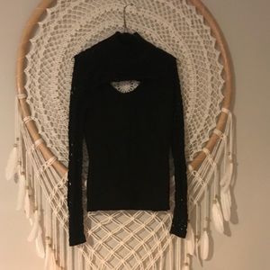 Black turtle neck knit sweater long sleeve